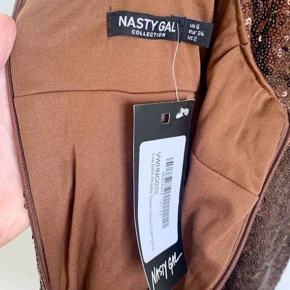 Nasty Gal “Don’t Cross Me” Brown Sequin Dress Y2K NYE - Picture 8 of 8